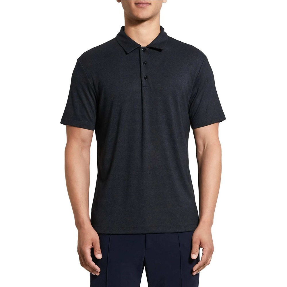 Theory Mens Modal Jersey Polo Shirt Size L Charcoal Lightweight Short Sleeve